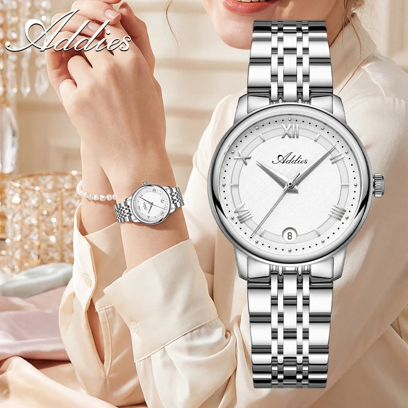 Addies New Luxury Women's Watches 31mm Sapphire Crystal 50m Waterproof 316L Stainless Steel Business Quartz Wristwatch For Woman