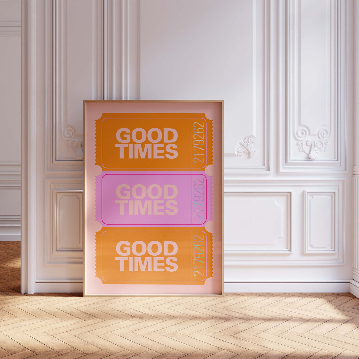 Good Times Poster · Colorful Ticket Design · Retro Gradient Typography Art · Modern Aesthetic Wall Decor · Moderne Wandkunst · Print ohne Rahmen