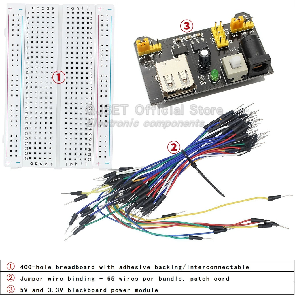 400 830-hole Breadboard MB-102 PCB Circuit Board Experiment Board Soldering Experiment Kit DIY Suitable for Arduino Power Module