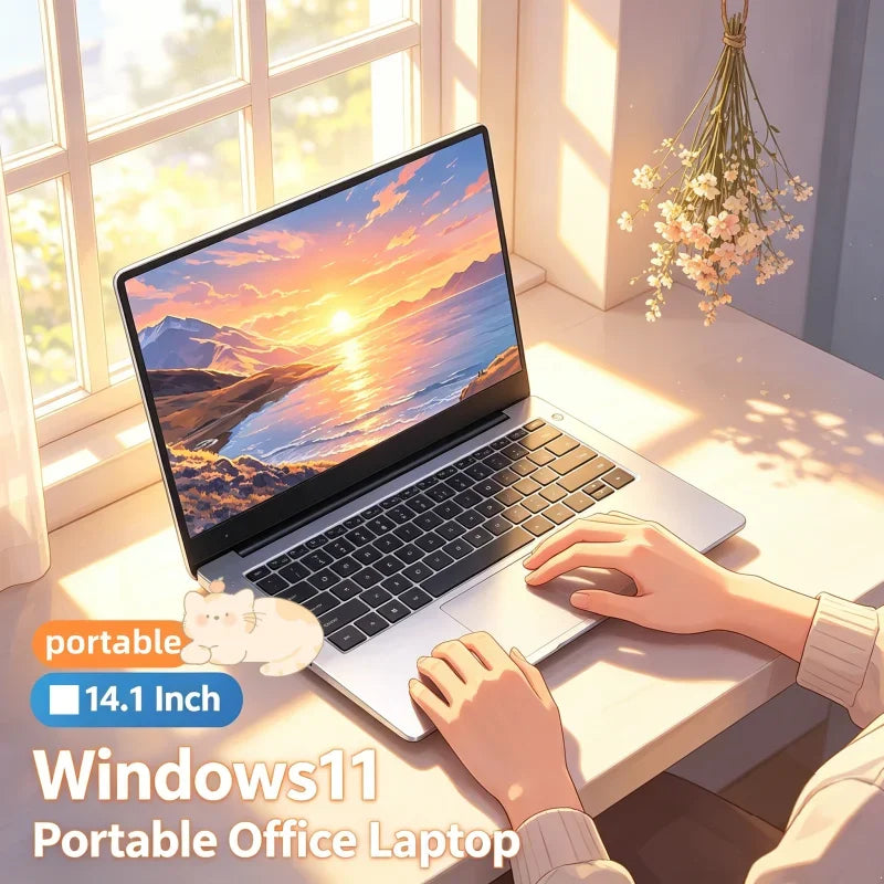 5000mAh Long Battery Lightweight 14.1 Laptop Intel 6500Y 32GB RAM High Capacity 2TB SSD Windows 11 Backlit Keyboard
