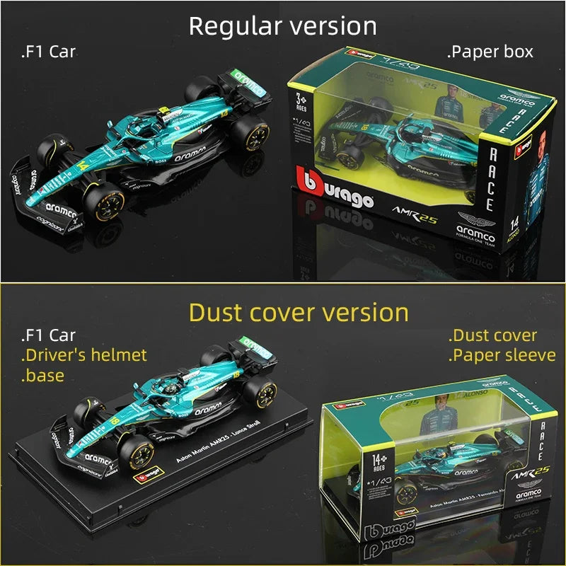 Bburago 1:43Aston Martin AMR25 (2025) /AMR23(2023)14 Fernando Alonso F1 Formula Car Static Diecast Alloy Model
