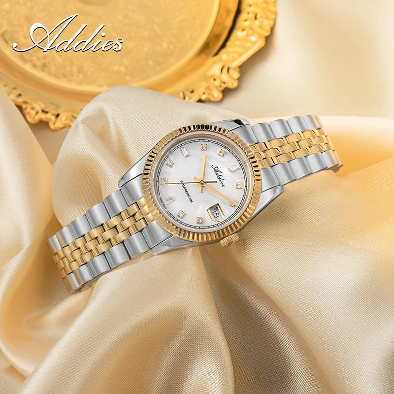 ADDIES 585 Quartz Women's Watches Sapphire Glass 5Bar Waterproof 316L Stainless Steel Diving Fashion Luxury Wristwatch For Woman