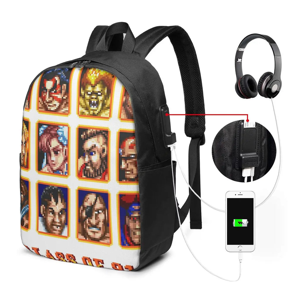 Defeated Portraits Super Street Fighter Backpack Travel Notebook Bag Computer College Student School Bag Laptop