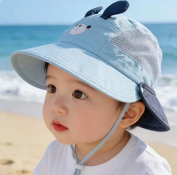 Cute Cartoon Baby Fisherman Hat Summer Mesh Breathable Bucket Hats for Toddler Kids Outdoor Casual Panama Basin Cap