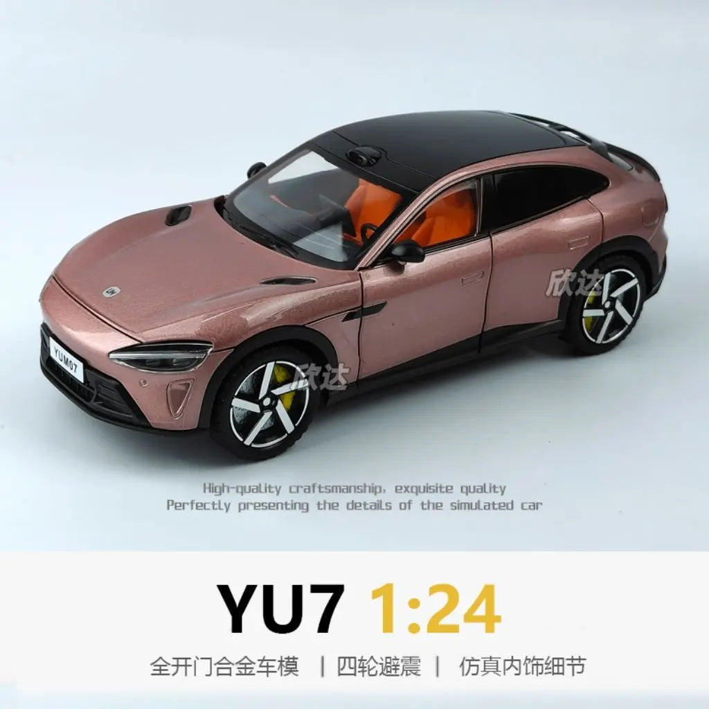 1:24 YU7 Diecast Alloy Electric Car Model with Graffiti Livery Full Open Doors Shock Absorption for Car Collectors Hobby Display