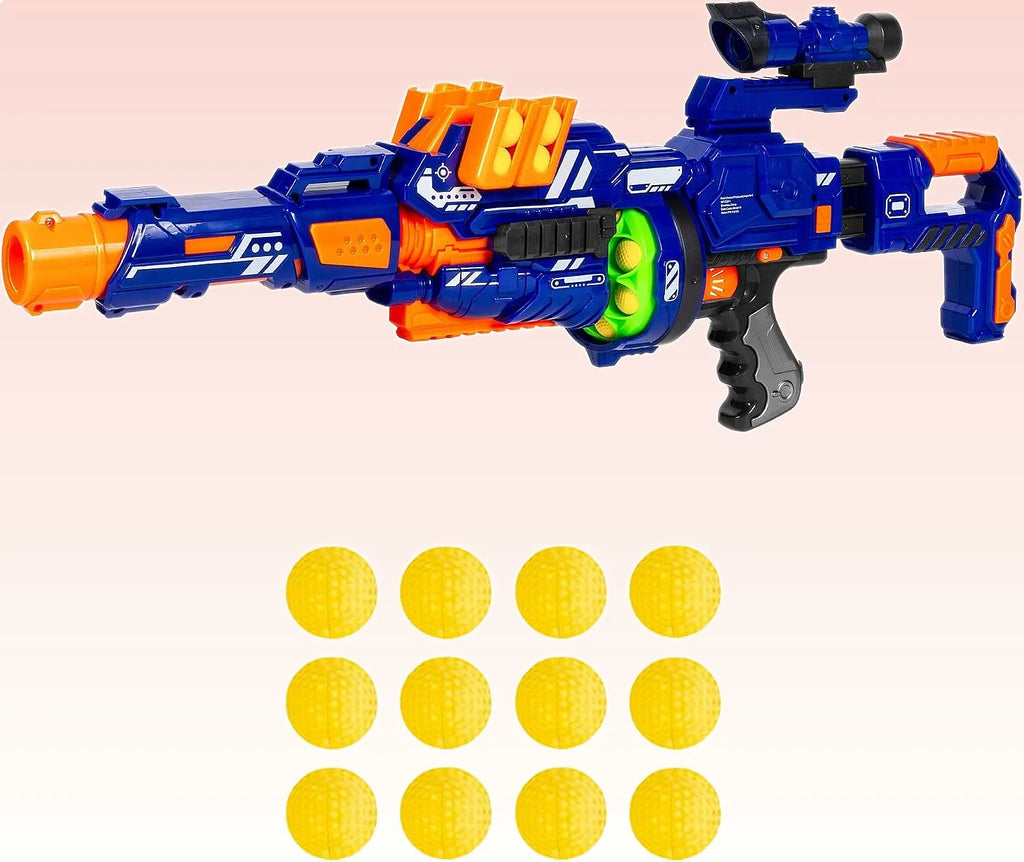 Best Choice Electric Foam Ball Blaster Toy with Barrel Extension, 12 Balls & Foldable Bipod
