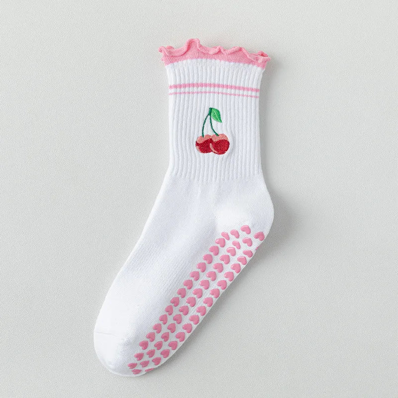1 pairs Cross-Border Professional Yoga Socks,  Cotton Strapping Silicone Anti-Slip Pilates Fitness Dance Floor Socks