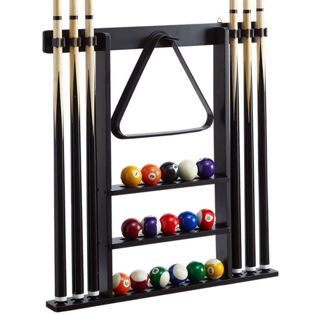 Billiard Cue Rack Black Finish Billiard Cue Stand Game Furniture Easy to Install Sports Storage Scratch Protection for Club Room