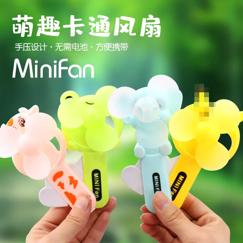Summer Cool Creative Cartoon Hand Press Fan Mini Portable Children's Small Fan Press Handheld Manual Fan