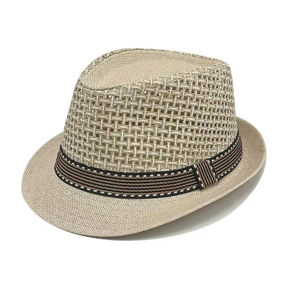 Elegant Short Brim Men Panama Hat Lightweight Breathable Woven Straw Hat Sombrero Hollow Out Vacation Beach Cap Performances