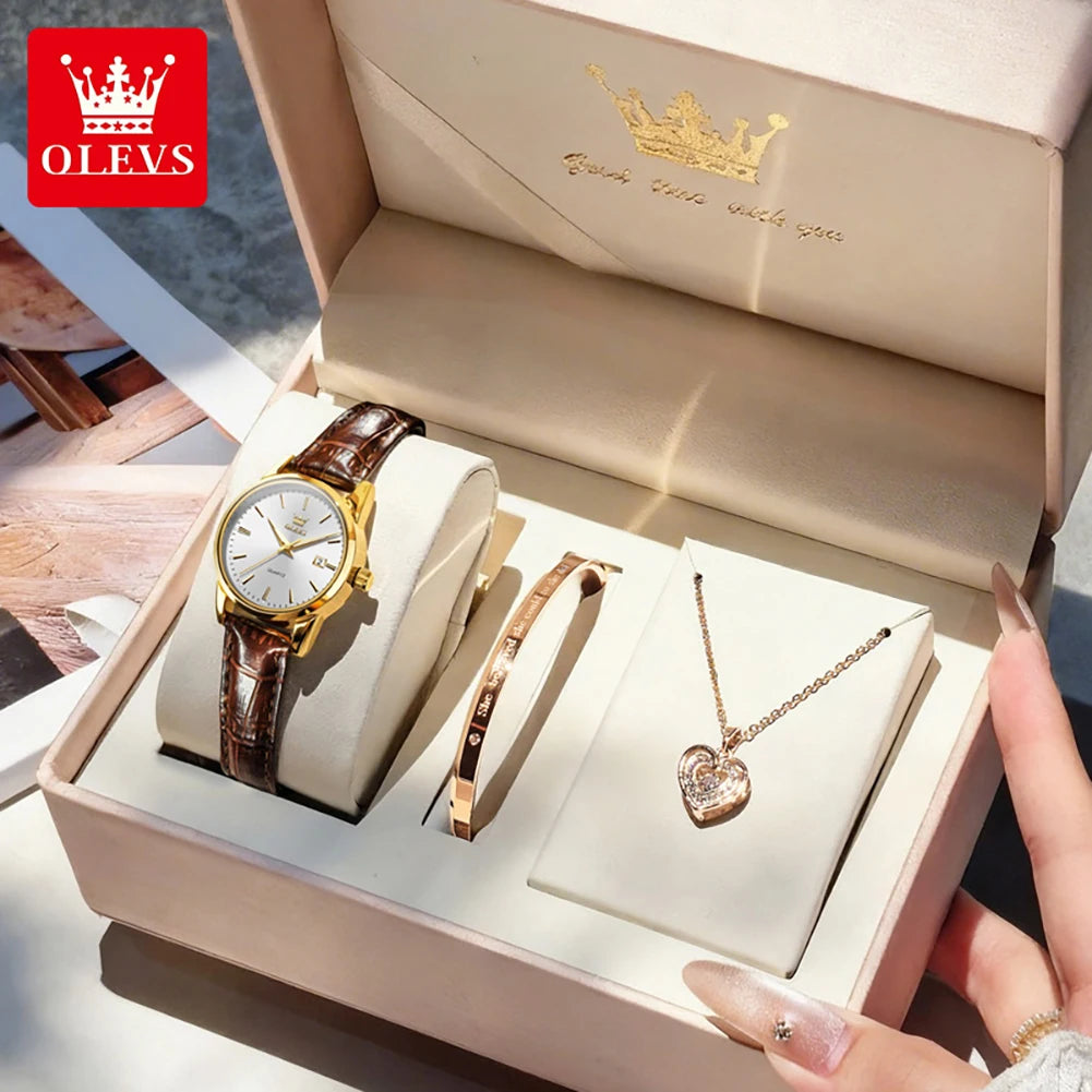 OLEVS 6898 Women Watch Original Quartz Watches Waterproof Luminous Date Watch Bracelet Set Ladies' Gift 2026 New Color Reloj
