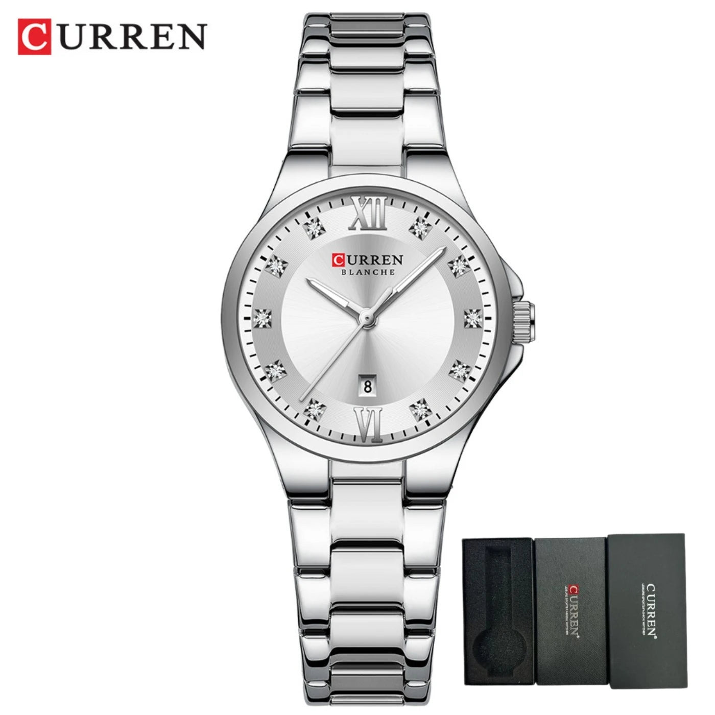CURREN Women's Luxury Brand Watches Simple Quartz Auto Date Wristwatch Female Waterproof Clock Luminous Hands 9107