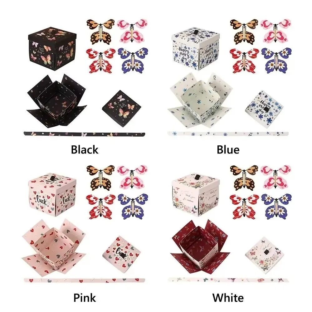 Multicolor Flying Butterfly Gift Box Auto Expand Paper Exploding Gift Box Novelty Wind Up Mechanism Present Box