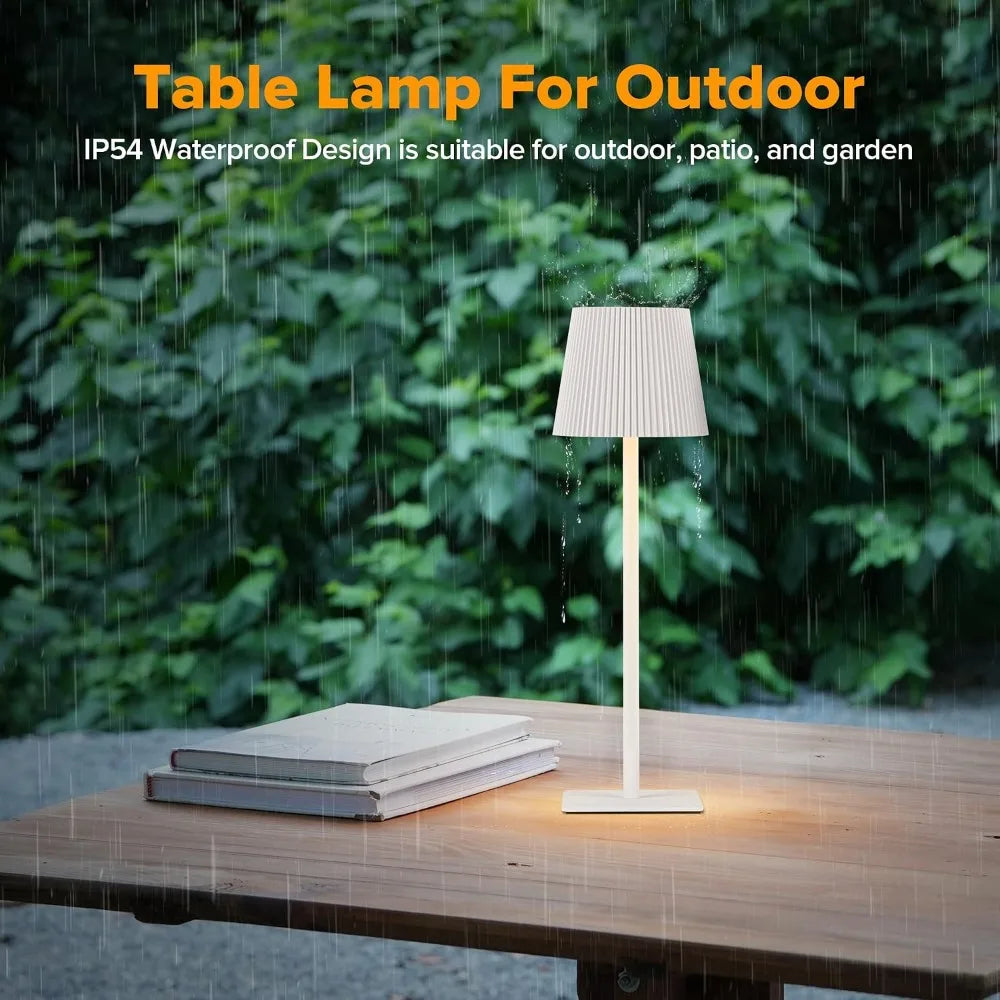 2 Pack Cordless Table Lamp 6000mAh Battery, Adjustable Heights, Waterproof, Touch Control & 3 Color Dimming