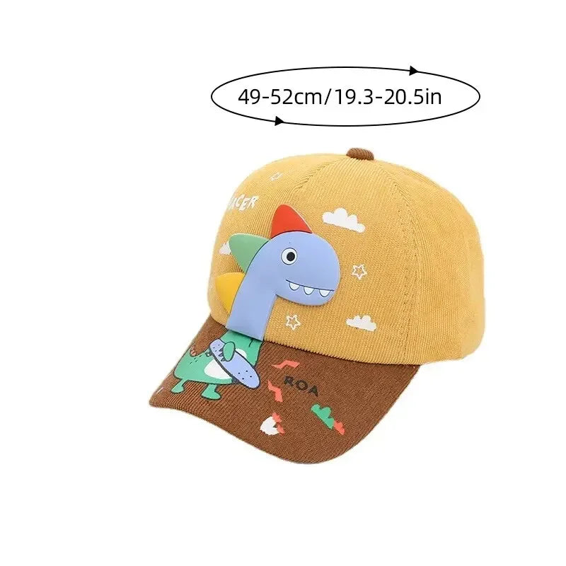 Four Seasons Little Dinosaurs, Children's Hats, Children's Baseball Caps, Cute Cartoon Color-Blocked Caps, Outing Sun Hats