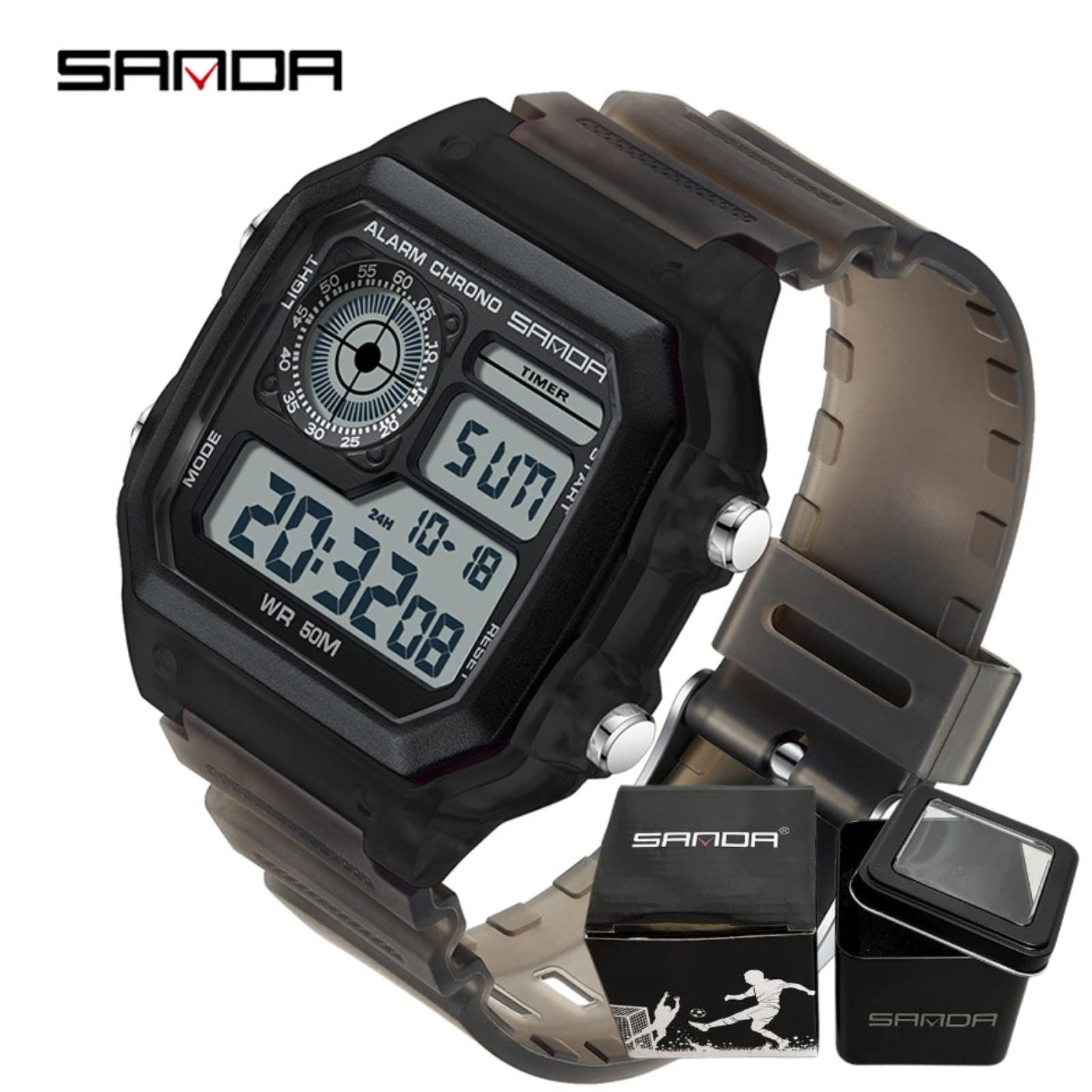 Fashyion Sanda Top Brand Led Digital Sport Chronograph Date Lady Tpu Band Week 50m Waterproof Female Electronic Gift Watches