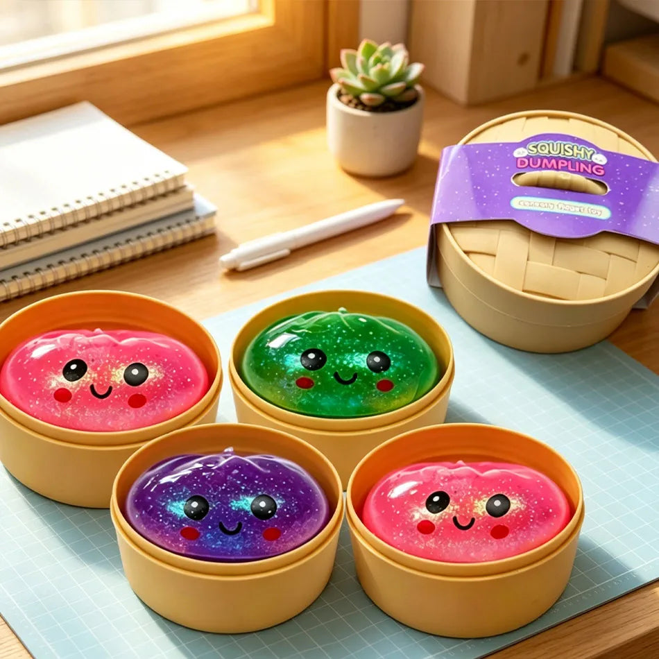 2026  Blind Box cute Mini Glitter Baozi Squishy Toy Sparkly Steamed Bun Squeeze Fidget Toys Stress Relief Sensory Squishies