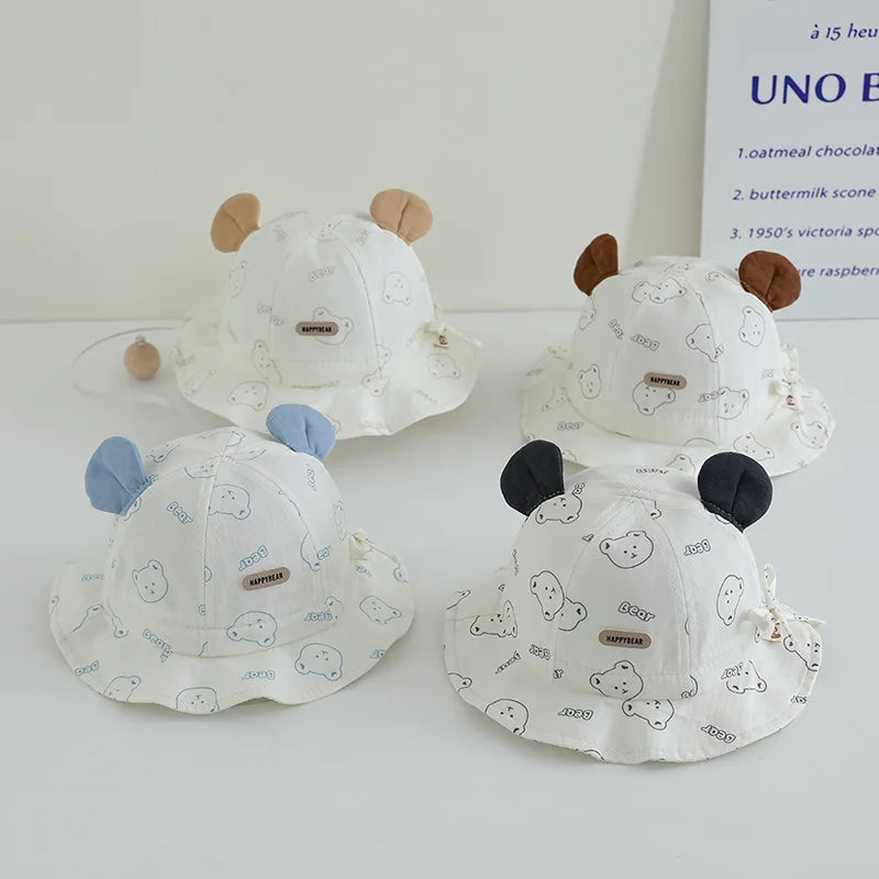 Cartoon Baby Fisherman Hat Cute Children Sunshade Basin Cap 3-12Month Infants Bowl Caps Soft Cotton Toddler Sunscreen Visors