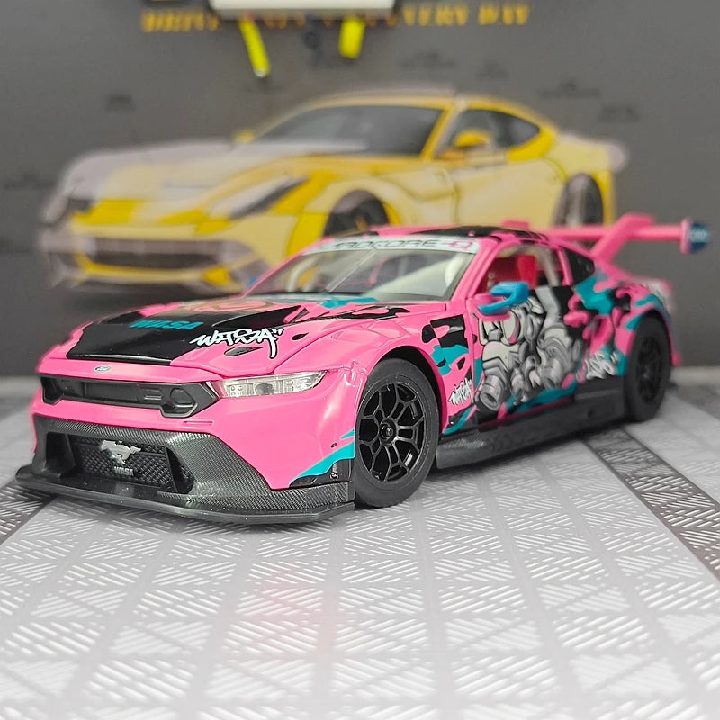 CCA 1:24 Ford Mustang GT3 alloy car model door and hood can be opened has sound and lighting functions suitable for collection