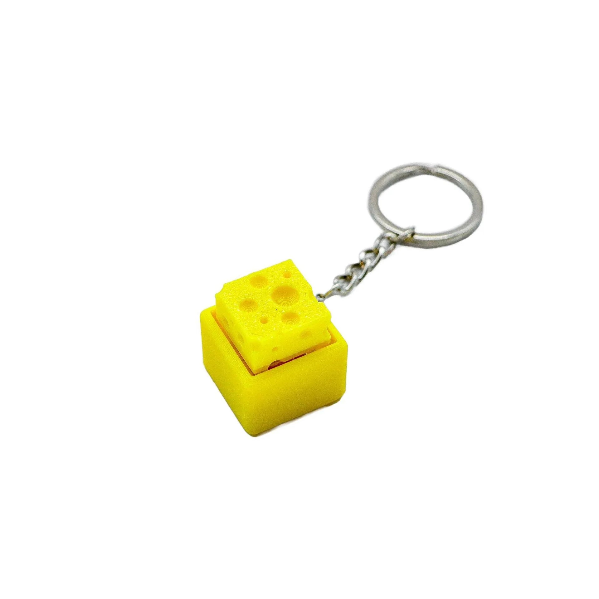 3D Printed Mini Cheese Keyboard Clicker Keychain Fidget Button Stress Relief Keyring Toy Gift Keychain Accessory