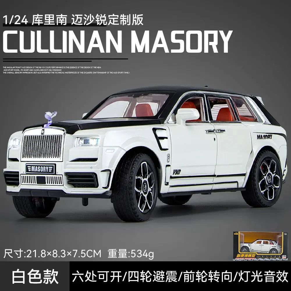 1:24 Rolls Royce Cullinan Mansory Alloy SUV Six Open Parts Four Wheel Shock Steering Light Sound Desktop Display Gift