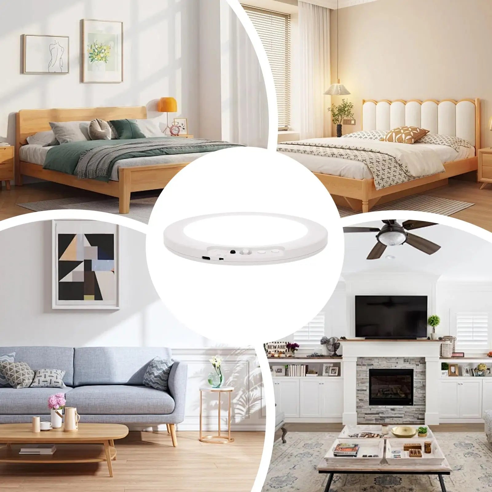 Motion Sensor Ceiling Light Magnetic Wireless Rechargeable LED Ceiling Light Battery Operated For Home Pantry Shower Stair