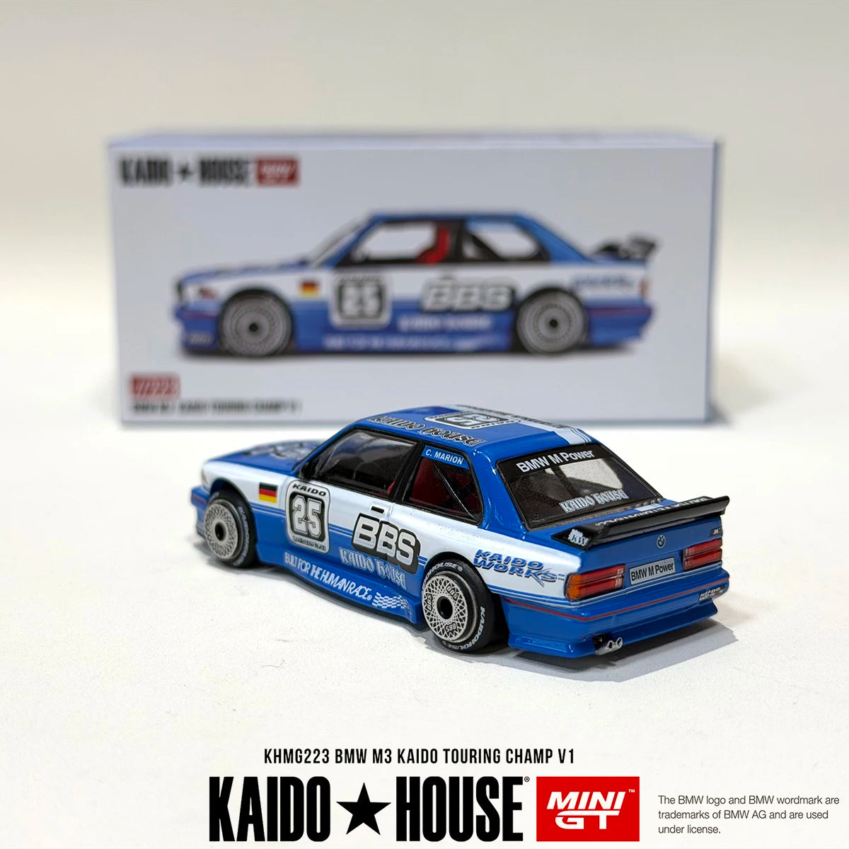Kaido House x MINI GT 1:64 BMW M3 E30 "BBS #25" Blue/White Diecast Car Model(Openable Hood) #KHMG223 In Stock Fast Ship