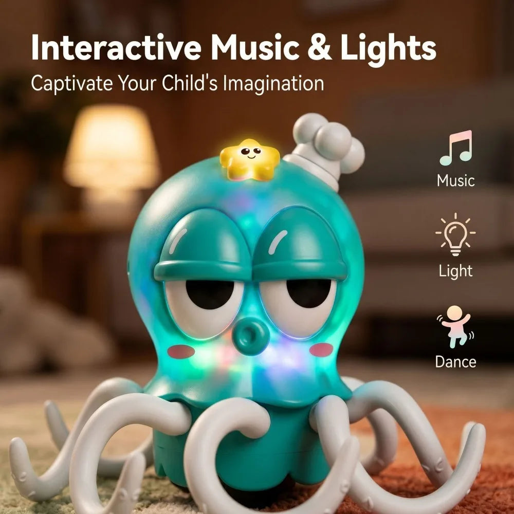 Electric Dancing Octopus Toy Automatic Induction Obstacle Avoidance Colorful Musical Interactive Crawling Octopus Toys