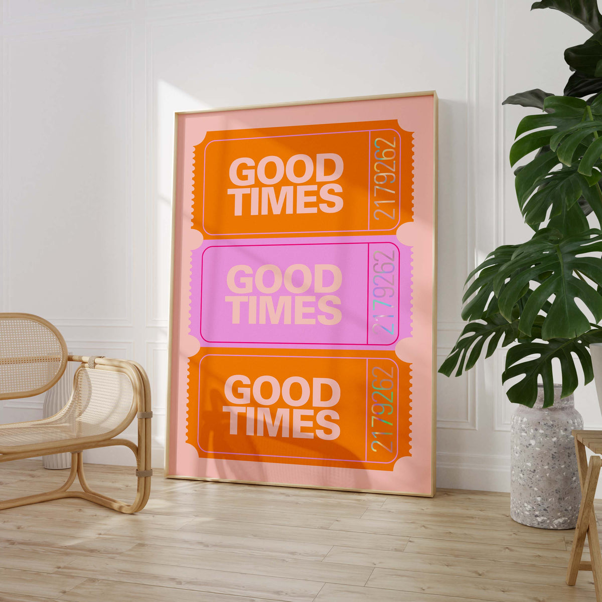 Good Times Poster · Colorful Ticket Design · Retro Gradient Typography Art · Modern Aesthetic Wall Decor · Moderne Wandkunst · Print ohne Rahmen