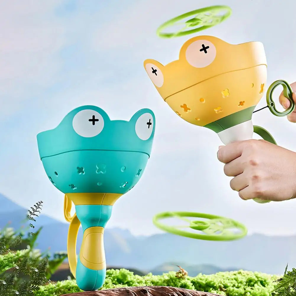 Childrens Toy HandThrow Catch Frisbees Frog Catapult Outdoor Game Set Toy for Garden Party Birthday and Holiday Gifts