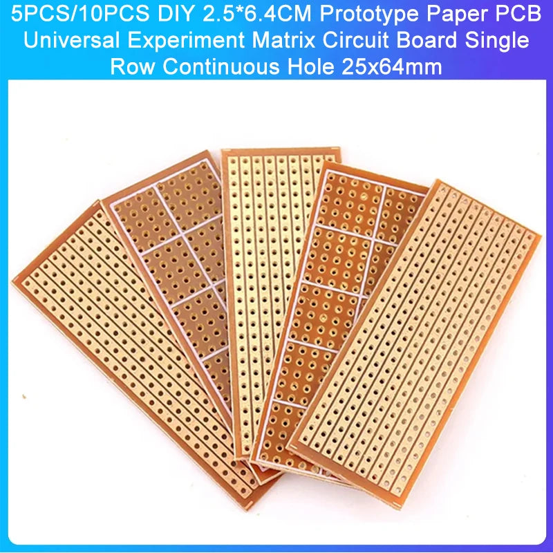 5/10pcs PCB Board 2.5x6.4cm Single Side PCB Board DIY Universal Experiment Matrix Circuit Board Single Row Continuou Hole