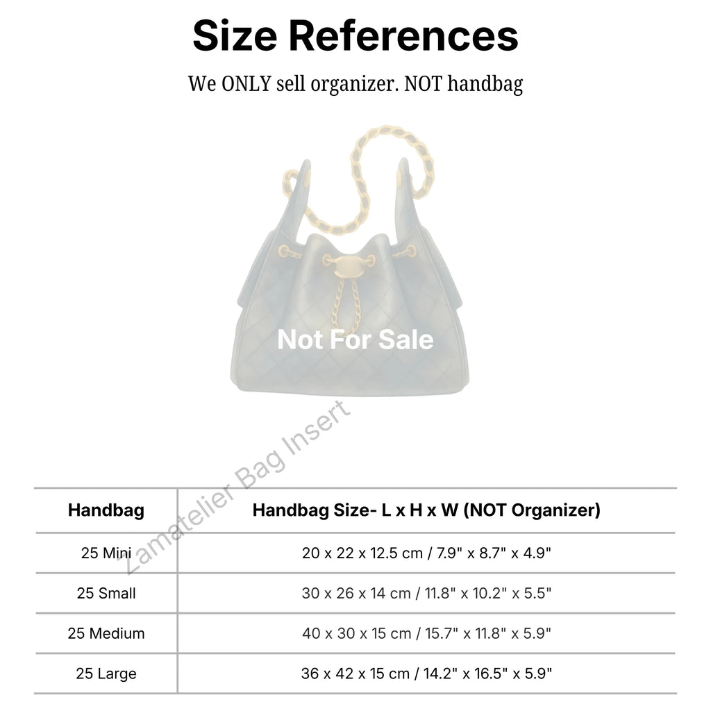 Custom Made Silk Insert for CC 25 Hobo Bag Mini/Small/Medium/Large, Premium Purse Organizer Satin Organiser, Liner Base Shaper