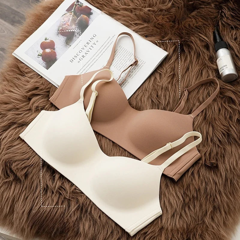KUCLUT  Seamless Half Cup Bra Smooth Surface Top Support Thin And Comfortable Without Steel Ring Bra One Piece Seamless Half C
