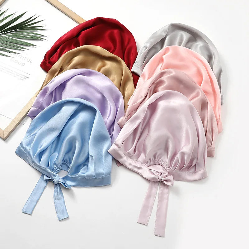 100% Silk Bonnet For Women  Mulberry Silk Turban For Hair Sleeping Night Cap Hair Loss Sleep Natual Pure Silk Hair Wrap Headwrap