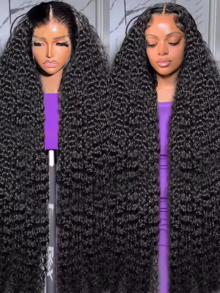 36Inch Deep Wave 13x6 7x6 Human Hair Max-lace Frontal Wigs 220% Density Remy 13x4 360 Full Lace Frontal Wig PrePlucked For Women