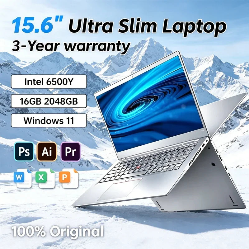 Business Portable Lightweight 15.6 Laptop Intel 6500Y 32GB RAM 2TB SSD 5000mAh Windows 11 Backlit Keyboard