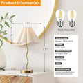 Pleated Table Lamp, Table Lamp for Bedroom, Bedside Lamps for Nightstand with Linen Lampshade, Modern Lamp for Bedroom Home Off
