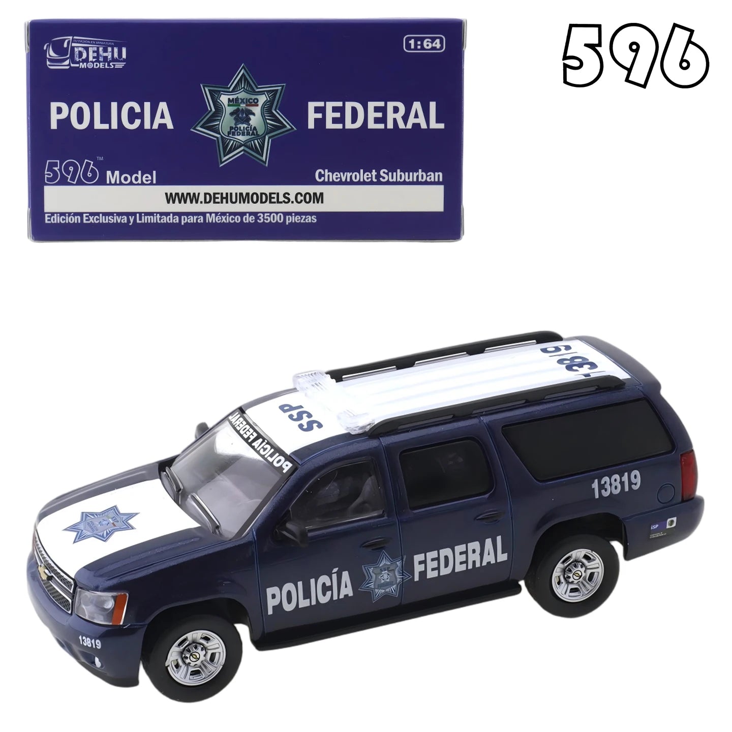 596 1/64 Chevrolet Sabon Federal Police Car of The Mexican Federation Car Alloy Motor Vehicle Diecast Metal Model Kids Toys Boys