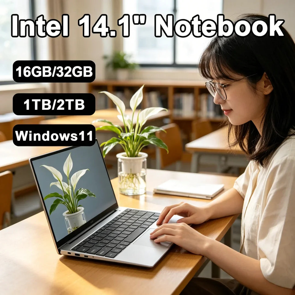 Dapper 2026 Compact 14.1 Inch Gaming PC Intel 4405U Chicthin 16GB RAM 2TB SSD 1920*1080 Windows 11 Pro Lucrative Durable Study