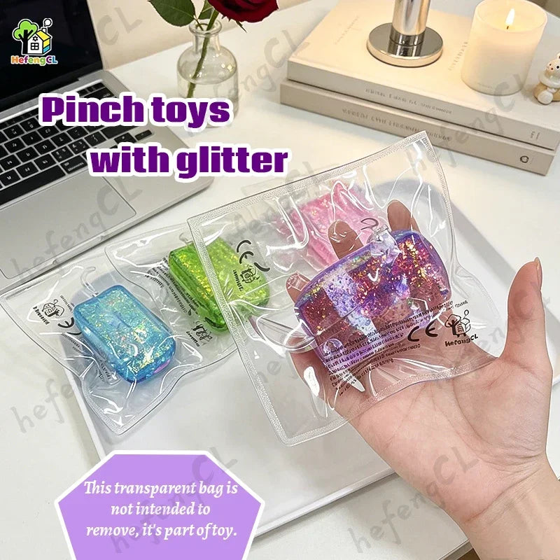HefengCL Glitter Square Mini Axolotl Fidget Squishy TABA Maltose Sensory Stress Relief Toy Office Classroom Holiday Kids Gift