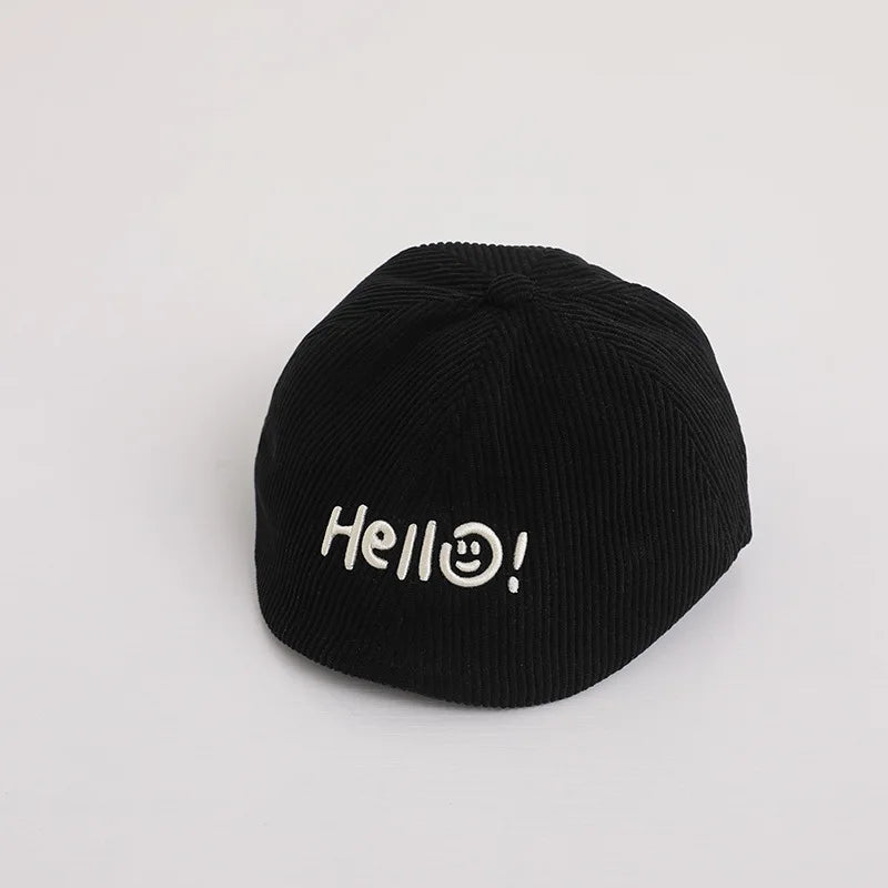 Fashion Letter Beret Drawstring Baby Duck Tongue Cap 2-6year Kids Sunshade Visors Autumn Winter Corduroy Children Forward Hat