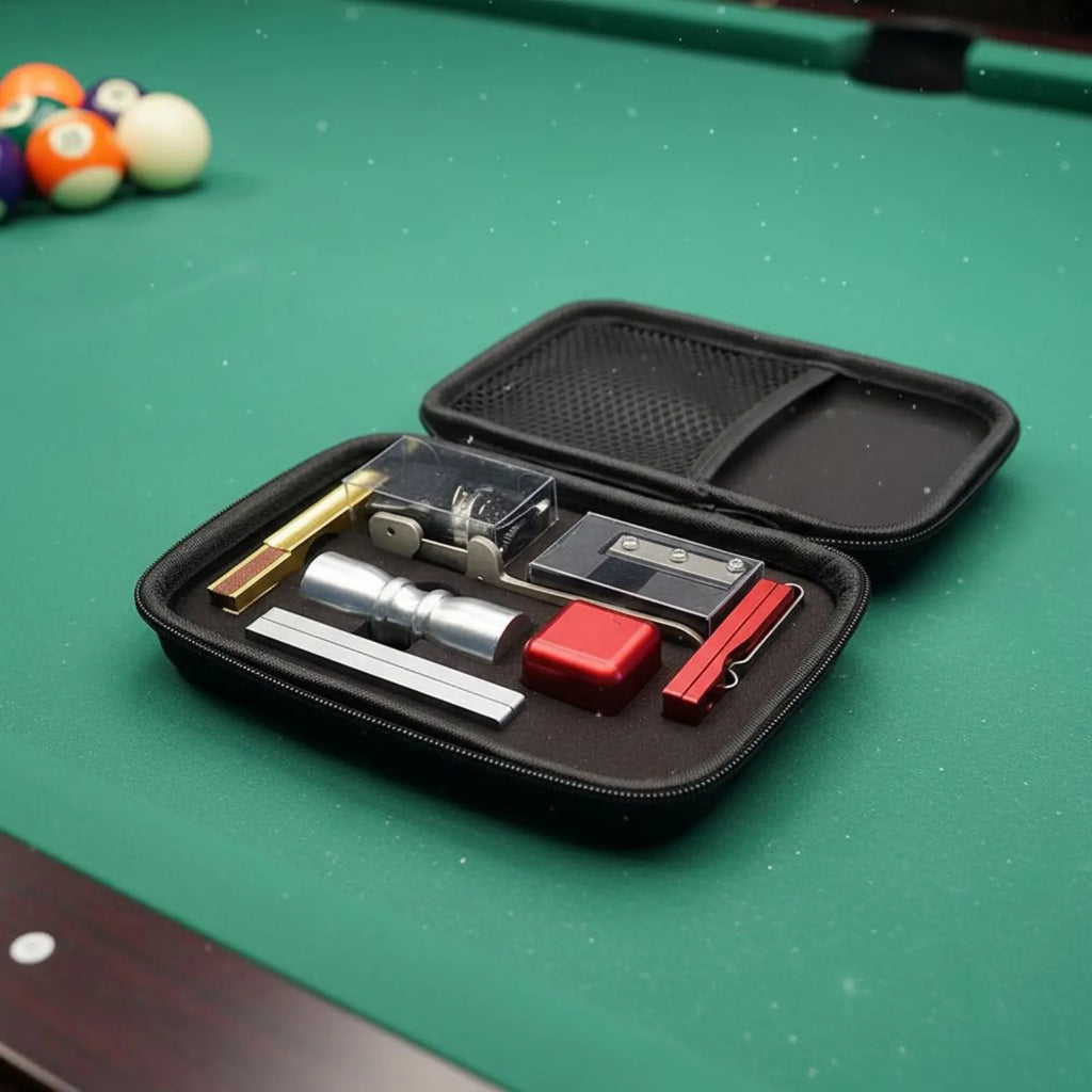 8 Pieces Billiard Cue Tip Repair Set Portable Case Pool Cue Tip Replacement Kit Game Accessory Aluminum Alloy Compact for Club
