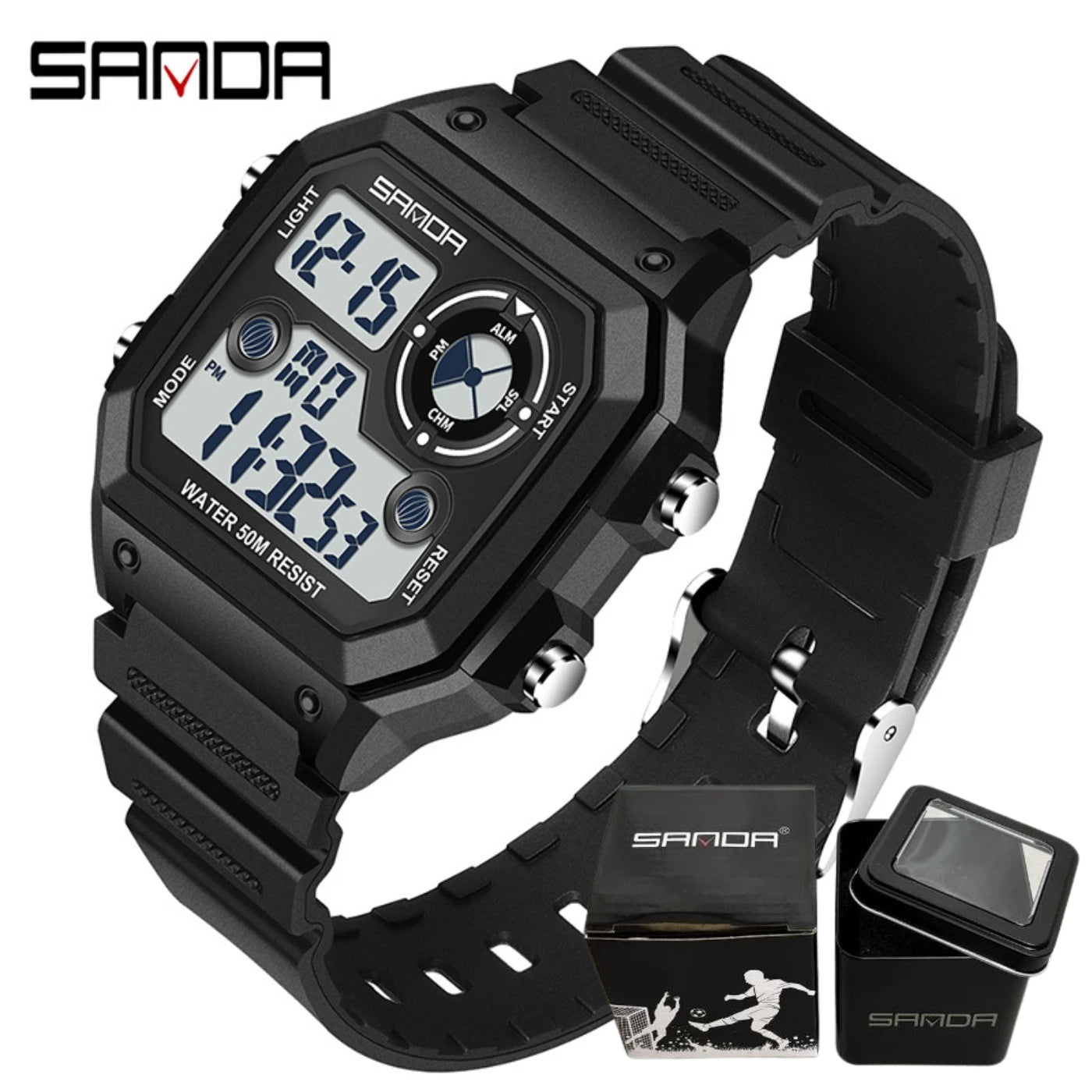 Fashyion Sanda Top Brand Led Digital Sport Chronograph Date Lady Tpu Band Week 50m Waterproof Female Electronic Gift Watches
