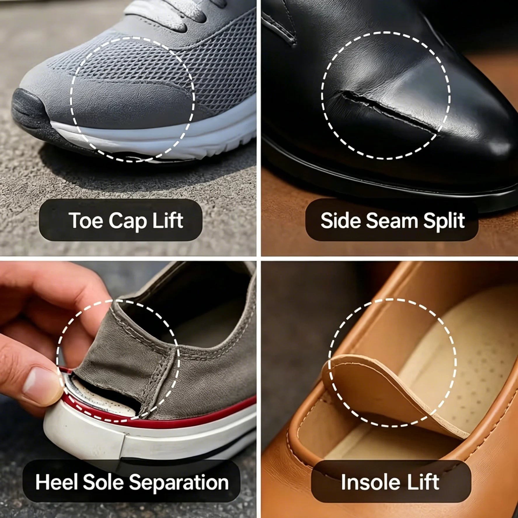 Multi-Purpose Shoe Repair Adhesive, Waterproof Strong Glue for Soles, Leather, Rubber & Canvas,  Cracks on All Footwear
