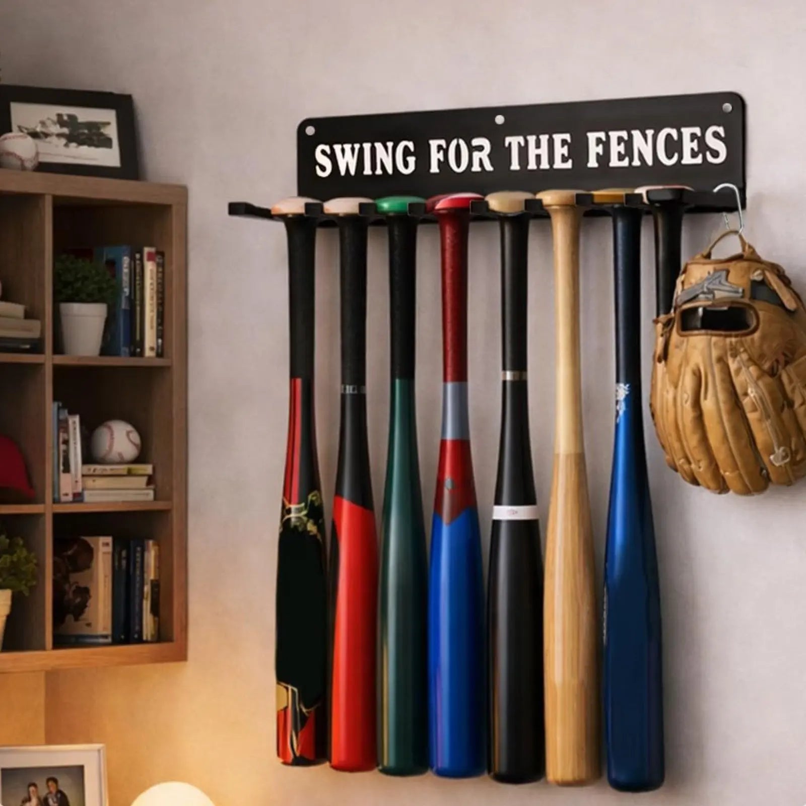 14 Bats 14 Sports Equipment Storage Rack Carabiner Hook Wall Mount Sports Equipment Rack Metal Construction Space Saving