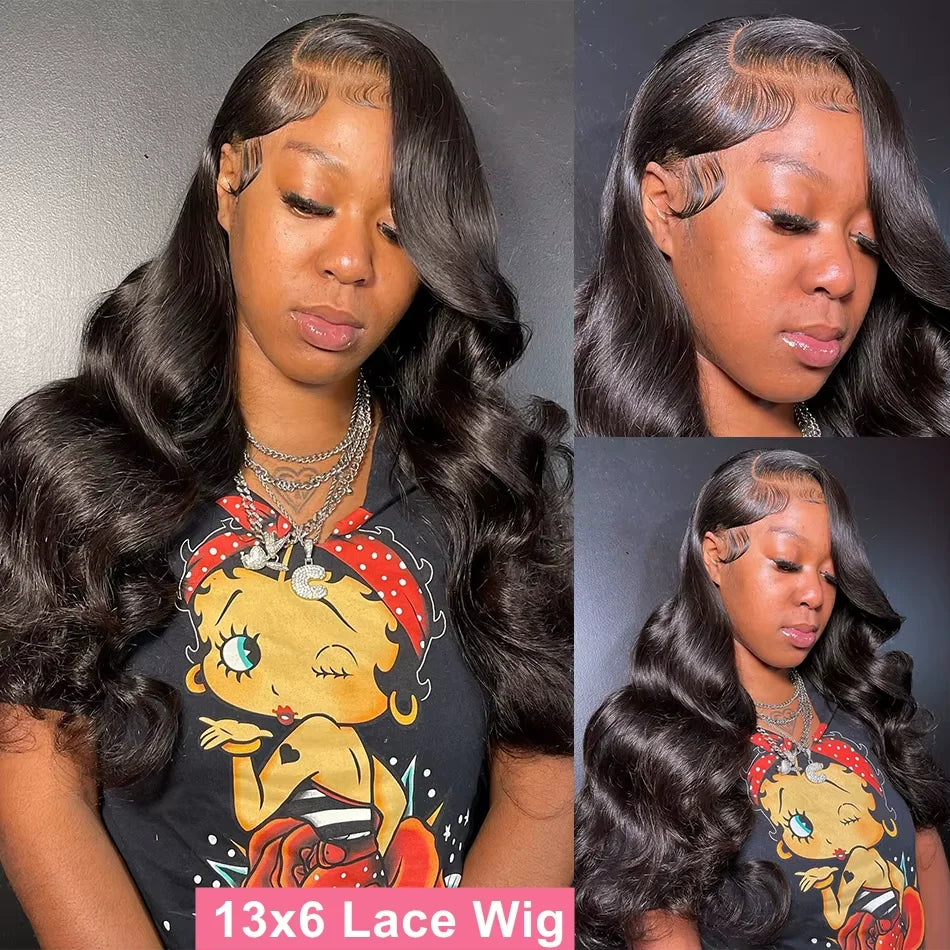 300% Density Body Wave 13x6 HD Lace Frontal Human Hair Wigs Pre Plucked Brazilian Hair 13x4 Lace Frontal Wigs Curly Human Hair