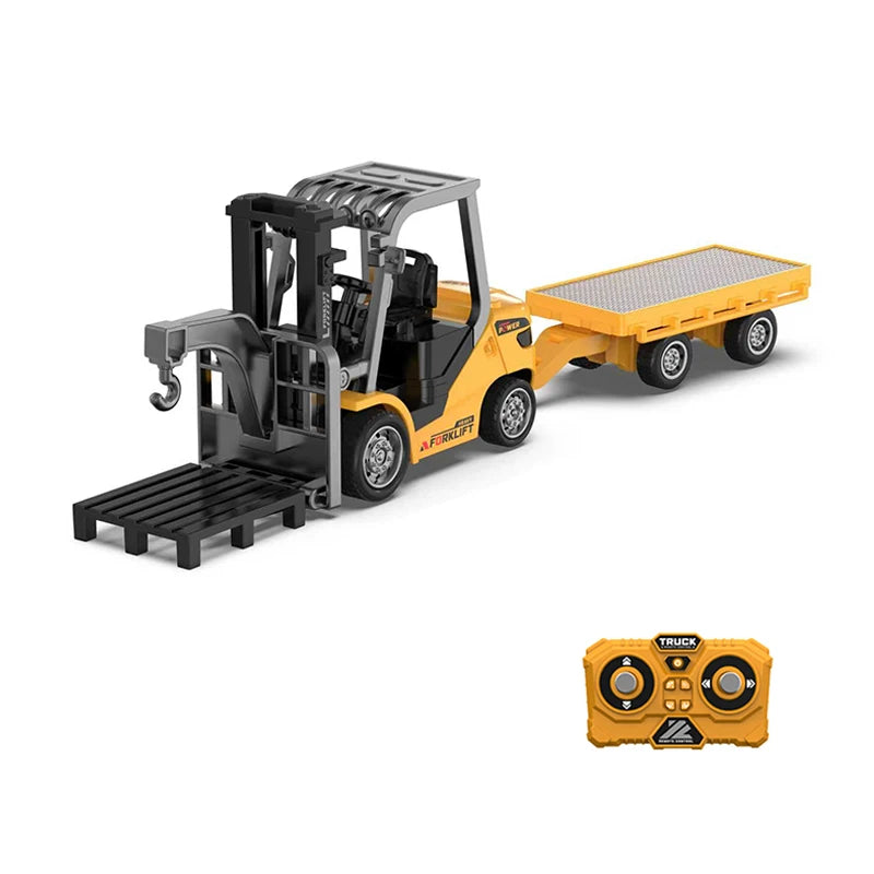 1:64 Mini RC Excavator Crawler Tipper Truck Remote Control Engineering Vehicle with Light and Sound Mini Gift Toy RC Truck