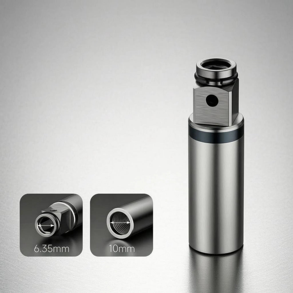Drill Conversion Adapter Shaft Brushed Silver Electric Drill Adapter Shaft Power Tool Accessory Cylindrical Body Dark Collar
