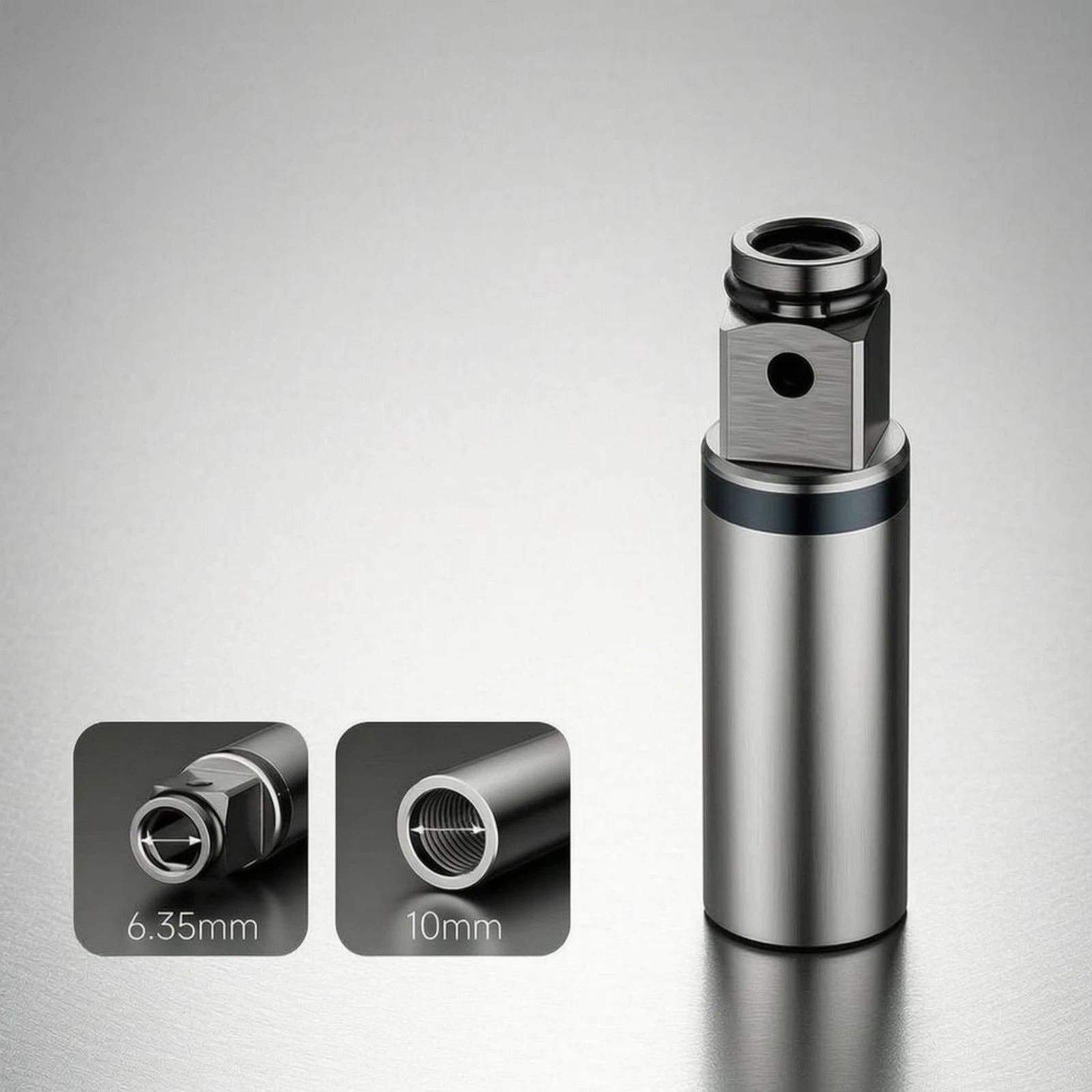 Drill Conversion Adapter Shaft Brushed Silver Electric Drill Adapter Shaft Power Tool Accessory Cylindrical Body Dark Collar