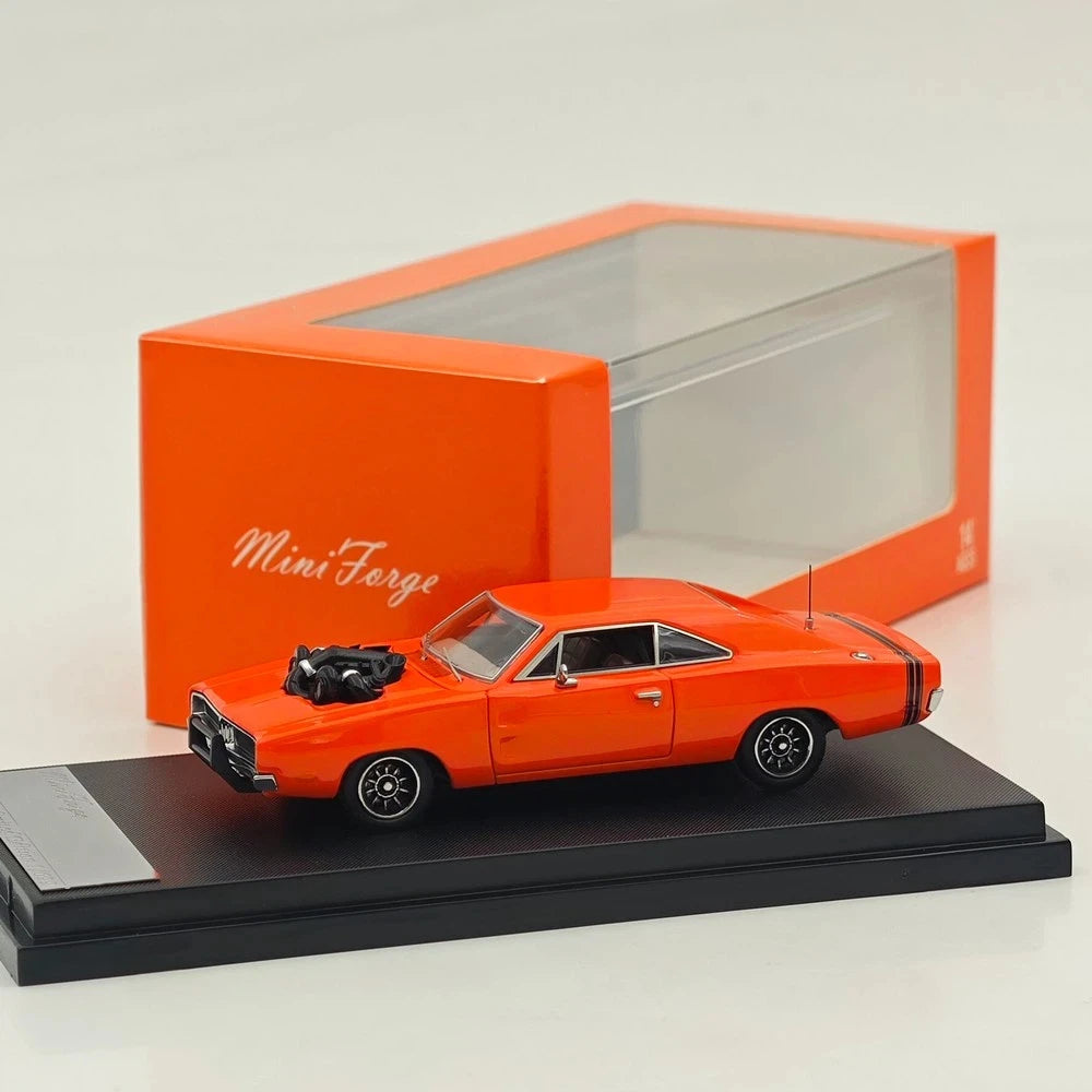 Mini Forge 1:64 For 1969 Charger General Lee Exposed Blown V8 Diecast Model Car Limited Edition Rare Collection Miniature Gifts
